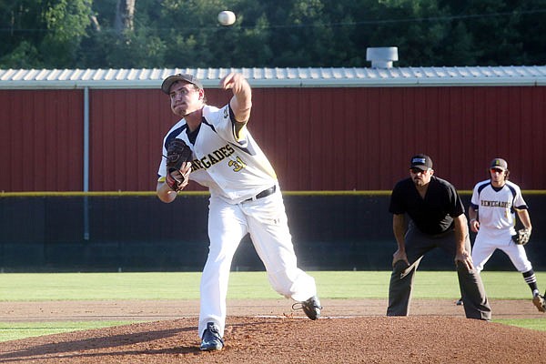 Bradley Brown of the Renegades works to the plate during Tuesday night's MINK League game against the Chillicothe Mudcats at Vivion Field.