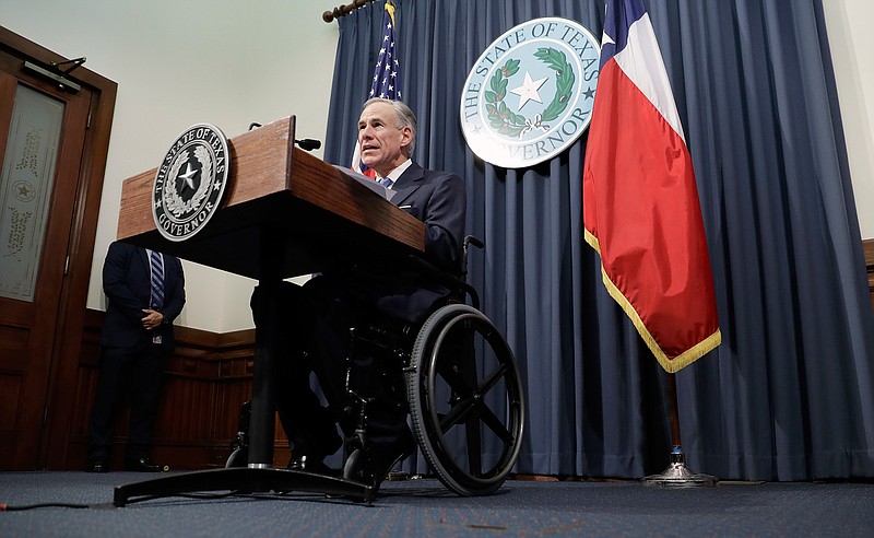 In this Tuesday, June 6, 2017 file photo, Gov. Greg Abbott announces that there will be a special session of the Texas Legislature in Austin, Texas. With the special session beginning July 18, Gov. Abbott is reviving a so-called "bathroom bill" targeting transgender people after the last try ended with Republican lawmakers angry and deadlocked.