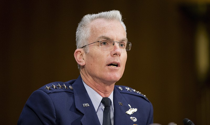 In this photo taken Dec. 9, 2015, Joints Chiefs Vice Chairman Gen. Paul Selva testifies on Capitol Hill in Washington. Selva said Tuesday, July 18, 2017, his bank account was targeted as part of a massive government data breach and dealing with the hack was a distraction from his job.  (AP Photo/Pablo Martinez Monsivais, File)