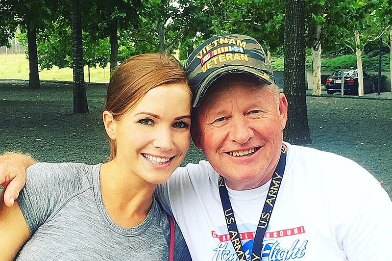 David Sparks and his younger daughter, Anna visited briefly while her father was visiting Washington, D.C., with the 47th Central Missouri Honor Flight on July 5. Anna lives in the D.C. area. (Submitted photo)