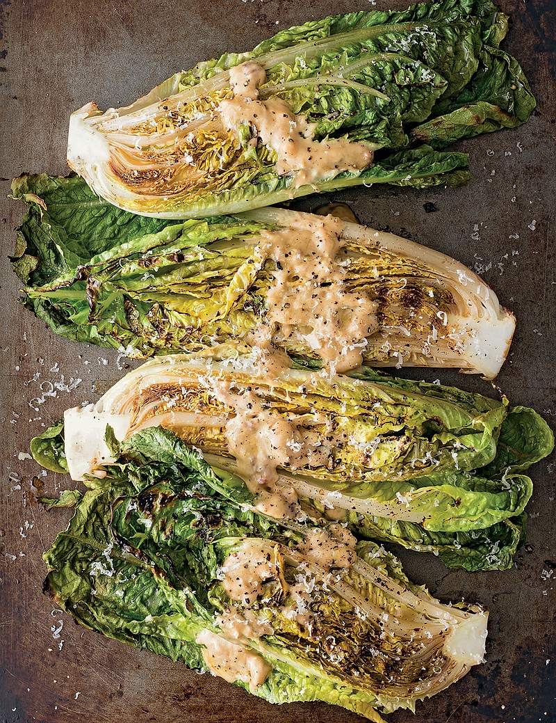 Grilled Romaine With Anchovy-Mustard Vinaigrette, fro m"Williams-Sonoma Grill School," by Andrew Schloss and David Joachim