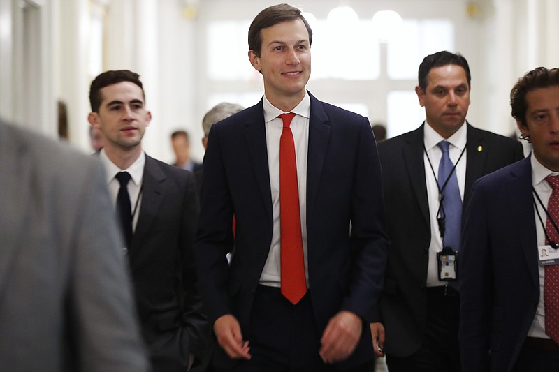 White House senior adviser Jared Kushner, center, arrives for the opening of the U.S.-China Comprehensive Economic Dialogue, Wednesday, July 19, 2017, at the Treasury Department in Washington. (AP Photo/Jacquelyn Martin)