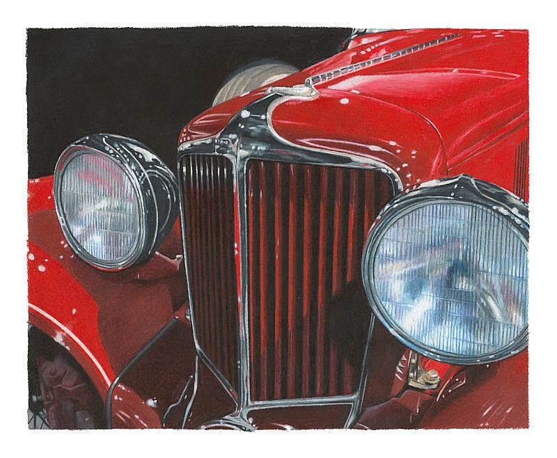 This colored-pencil piece by local artist Jennifer Slouha depicts a 1929 Cabriolet Cord. It will be on display as part of Capital Arts' "Vehicles" exhibit.