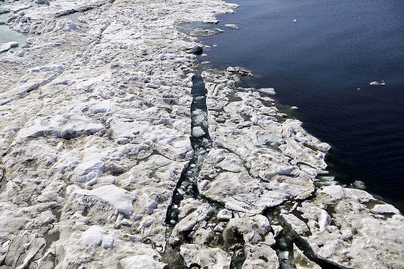 Sea ice breaks up Sunday, July 16, 2017, as the Finnish icebreaker MSV Nordica sails through the Beaufort Sea off the coast of Alaska while traversing the Arctic's Northwest Passage. Icebreakers are the battering rams of far northern climes.