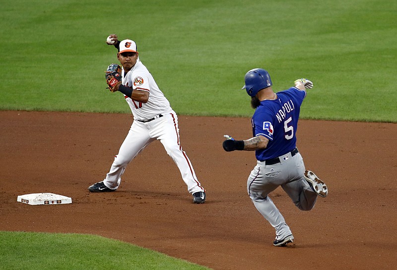 BALTIMORE—Down by four runs and going up against unbeaten Cole Hamels, the Baltimore Orioles used the long ball and a relentless offense to pull out a victory.