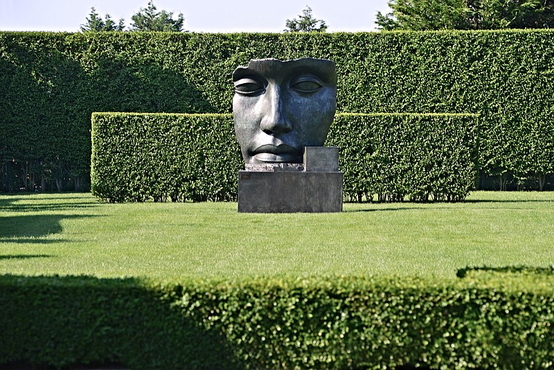 "Per Adriano" by sculptor Igor Mitoraj is shown in a residential garden on the east end of Long Island in New York.