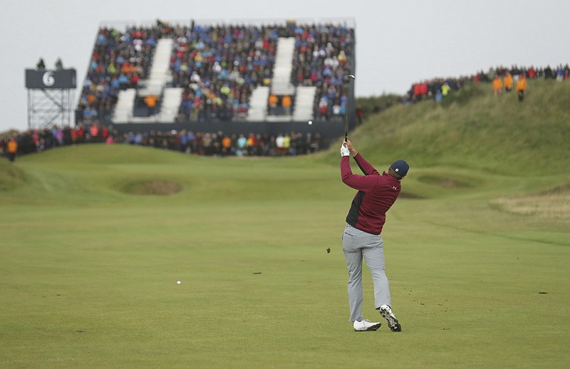 Jordan Spieth of the United States plays a shot on the sixth hole during the second round of the British Open at Royal Birkdale, Southport, England.