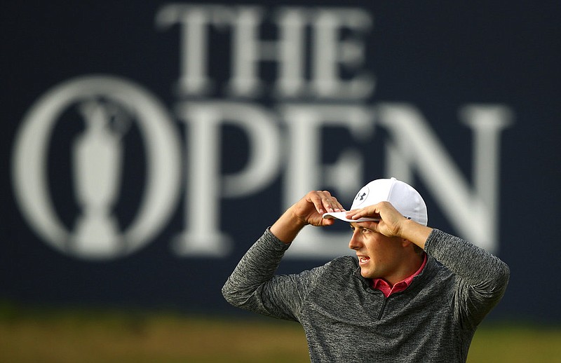 Jordan Spieth of the United States on the 18th green after the third round of the British Open Golf Championship, at Royal Birkdale, Southport, England, Saturday July 22, 2017. 
