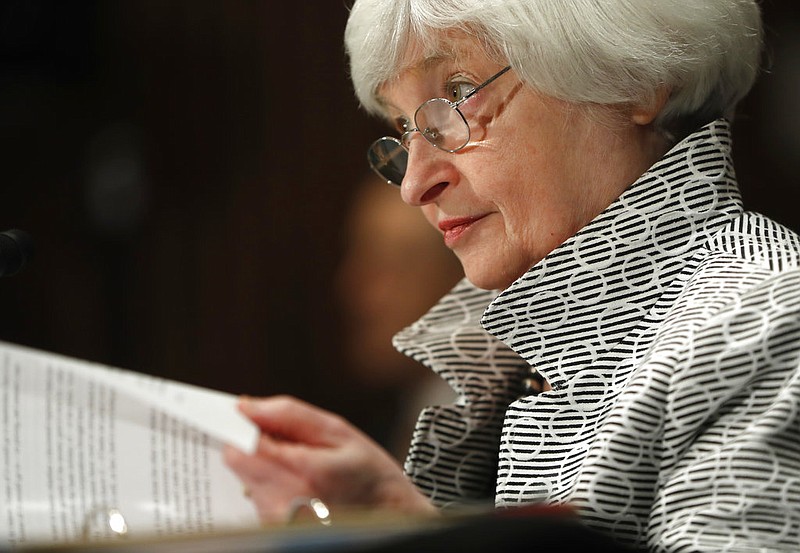 In this Thursday, July 13, 2017, file photo, Federal Reserve Chair Janet Yellen testifies on Capitol Hill in Washington, before the Senate Banking Committee. (AP Photo/Pablo Martinez Monsivais, File)
