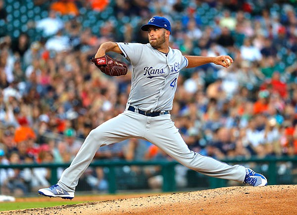 Royals pitcher Danny Duffy throws against the Tigers in the fourth inning of the July 25, 2017 game in Detroit.