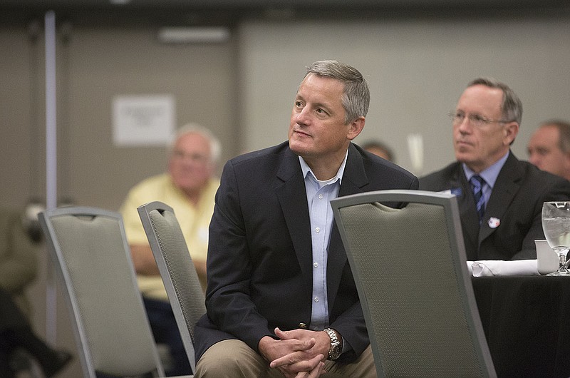 Bruce Westerman U.S. Representative for Arkansas' 4th Congressional District, waits to speak Thursday morning at an event hosted by the Texarkana Chamber of Commerce at the Arkansas Convention Center. Westerman spoke on a variety of topics including health care, industry and infrastructure.