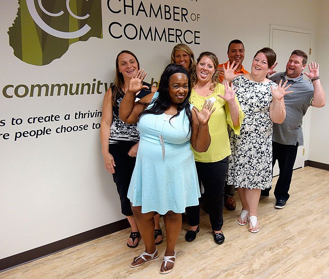 This is the newly announced Leadership Callaway Class of 2017, who met at the Callaway Chamber offices Thursday evening for their kickoff. They include, from left, Jennifer Smart, Cornellia Williams, Sara McDaniel, Kara Rhoades, Joe Coates, Stacy Maskey and Clifford Atterberry. (Not pictured: Allen Huggins.)