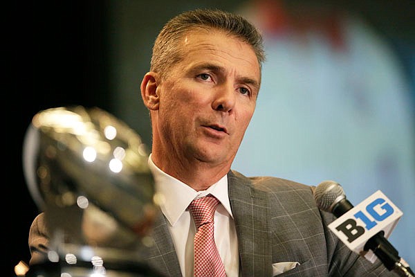 In this July 24 file photo, Ohio State coach Urban Meyer speaks at Big Ten Media Day in Chicago.