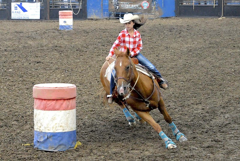 The ladies showed off their barrel-racing skills at the Moniteau County Fair rodeo Aug. 9, 2017.
