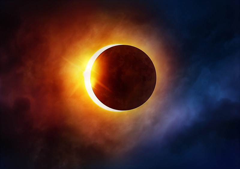 With your solar glasses or a special viewer, watch for the partial phases of the eclipse as the moon passes over the sun, a stage that lasts for a few hours.
