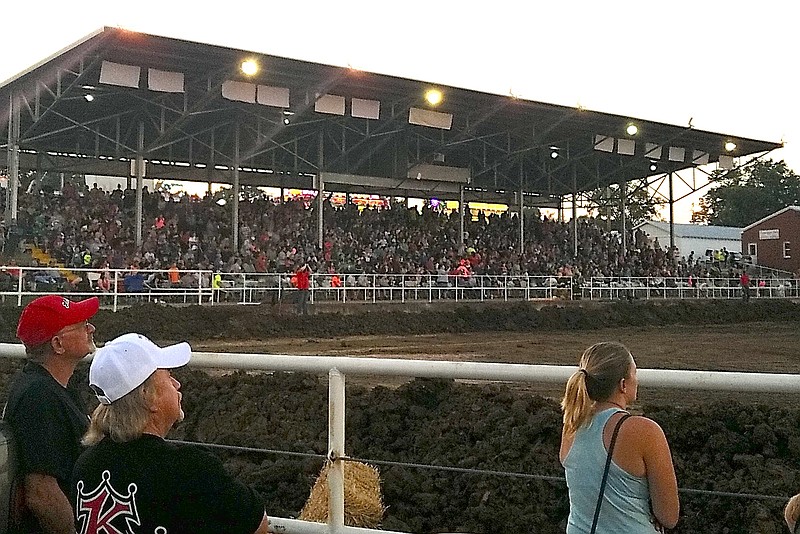 The Moniteau County Fair grandstand was packed Saturday night during the demolition derby. (Submitted photo)