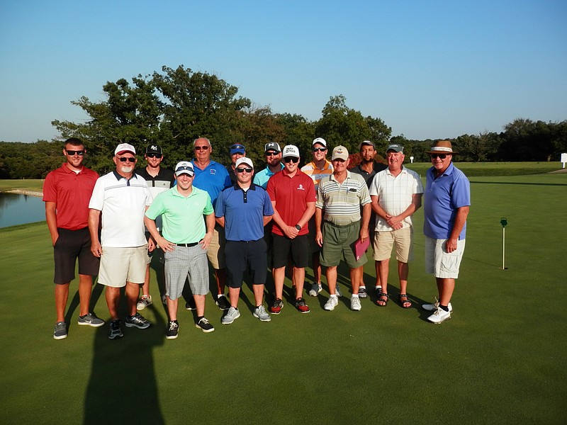 Members of the Moniteau County men's golf league include, row one from left, Charles Spencer, Cameron Backes, Scott Backes, Andrew Huhmann, Louis Schuster, Jerry Murphy and Jim Bell, and row two, Hayden Eichelberger, Eric Birdsong, Richard Schatzer, Philip Birdsong, Jayson Fowler, Ethan Koechner and Shane Healea. (Submitted photo)