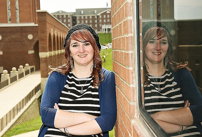 Christine Boston poses outside her Lincoln University office.