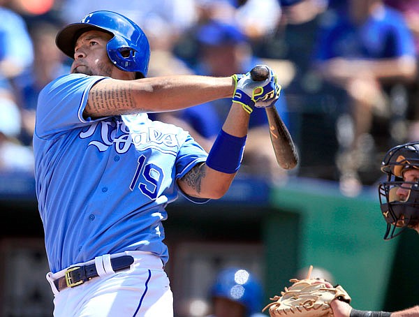 Royals third baseman Cheslor Cuthbert hits a solo home run off Indians starting pitcher Danny Salazar during the fourth inning of Sunday's game at Kauffman Stadium in Kansas City.