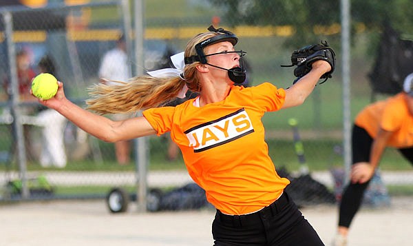 Jefferson City pitcher Mychael Jett winds up for a pitch during a game last season against Battle at 63 Diamonds.