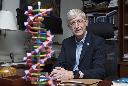 National Institutes of Health (NIH) Director Francis Collins poses for a portrait at the NIH headquarters in Bethesda, Md., Friday, July 28, 2017. After DNA testing showed he was predisposed to Type 2 diabetes, which is more likely to develop if a person is overweight or obese, Collins shed 35 pounds (16 kilograms). 