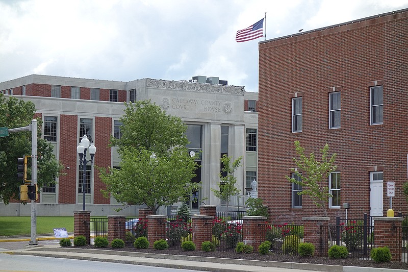 This August 2017 photo shows a portion of downtown Fulton, including the Callaway County Courthouse and its flag.