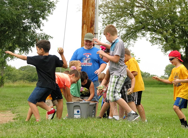 Cub Scouts and siblings enjoyed a water balloon fight at the recent Family Fun Day and Registration Event. (Submitted photo)