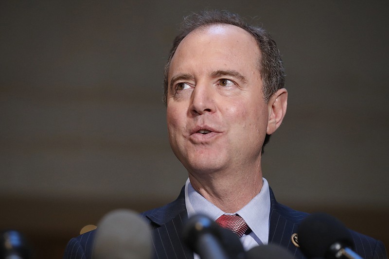 FILE - In this June 6, 2017, file photo, Rep. Adam Schiff, D-Calif., ranking member of the House Intelligence Committee, speaks after a closed meeting on Capitol Hill in Washington. Hundreds of fake Facebook accounts, probably run from Russia, spent about $100,000 on ads aimed at stirring up divisive issues such as gun control and race relations during the 2016 U.S. presidential election, the social network said Sept. 6, 2017. Schiff said Facebook’s disclosure confirmed what many lawmakers investigating Russian interference in the U.S. election had long suspected. (AP Photo/Alex Brandon, File)