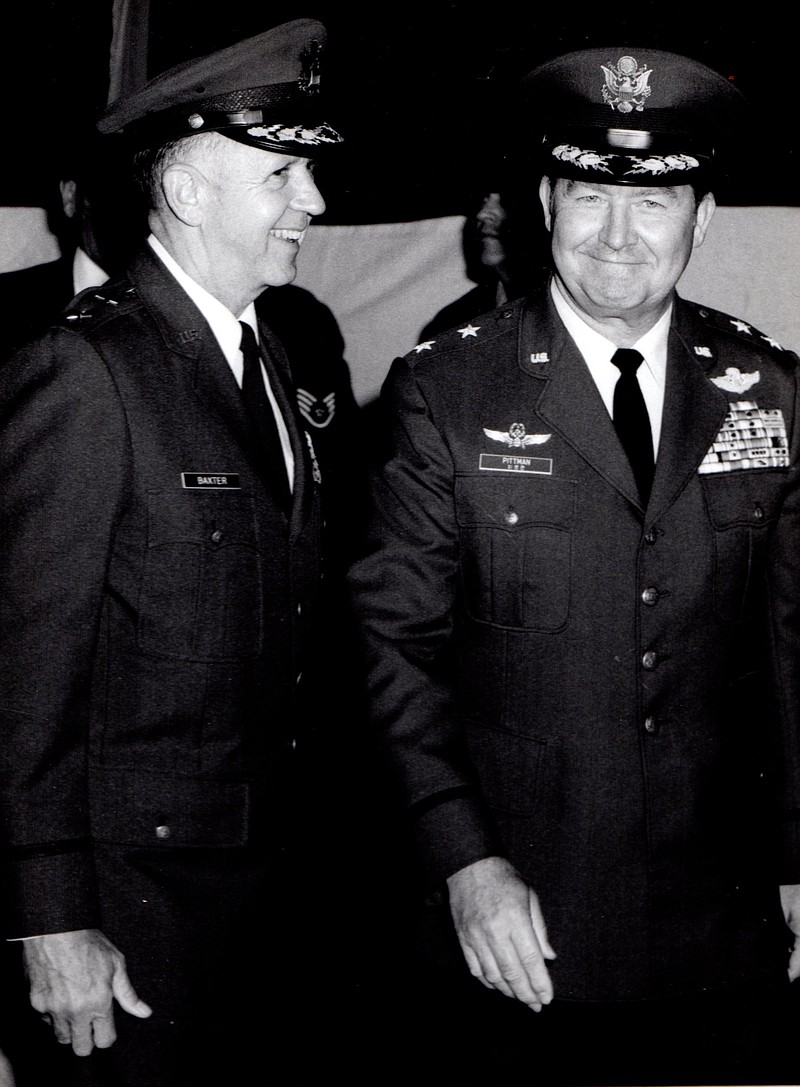 <p>Courtesy of Debbie Pash-Boldt</p><p>Don D. Pittman, right, shares a chuckle with Major General Walter Baxter III during Pittman’s change of command ceremony at Malmstrom AFB in 1978.</p>