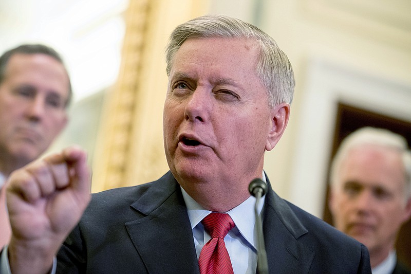 Sen. Lindsey Graham, R-S.C., speaks at a news conference on Capitol Hill in Washington, Wednesday, Sept. 13, 2017, to unveil legislation to reform health care. (AP Photo/Andrew Harnik)