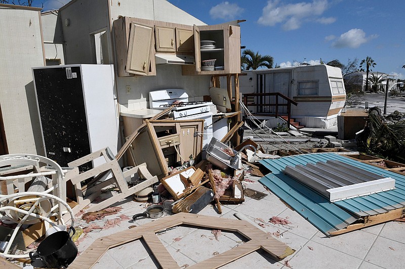 Remnants of a mobile home destroyed by Hurricane Irma are scattered at Venture Out Condominium Community in Cudjoe Key, Fla. Tuesday, Sept. 12, 2017.