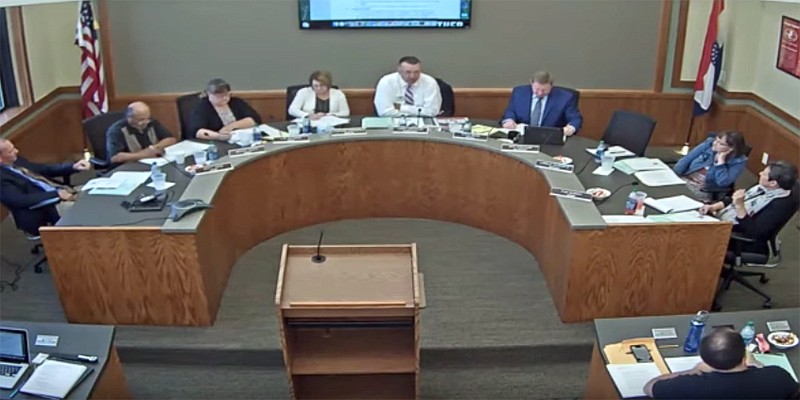 The Jefferson City Public Schools Board of Education meets on Sept. 12, 2017 in a session that was streamed live for the first time via YouTube, as seen in this screenshot from the stream.