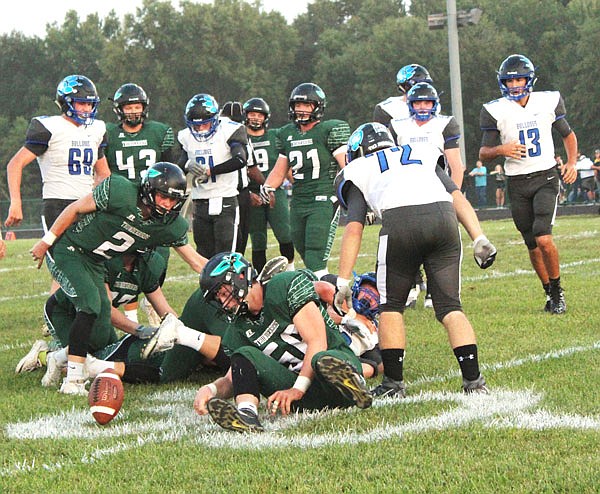 A South Callaway player is unable to make a catch against South Callaway during last Friday's game in Kingdom City.