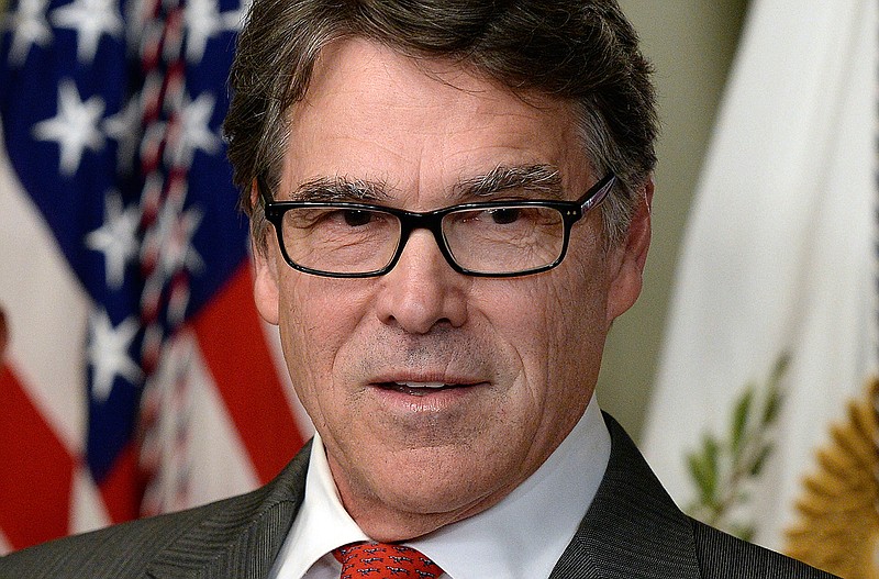 Rick Perry speaks after being sworn in as secretary of energy on March 2, 2017, in Washington, D.C. Perry has tapped the country's emergency oil stockpile in response to shortages caused by Hurricane Harvey. 