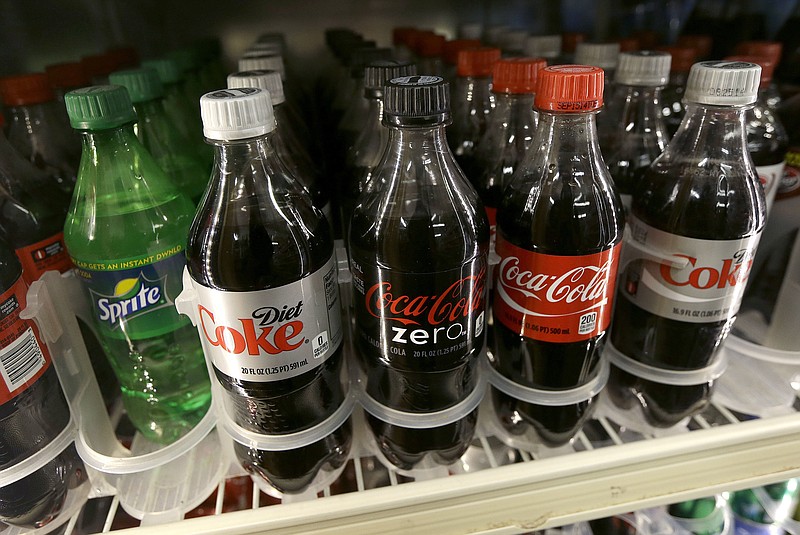 FILE - This Wednesday, Oct. 1, 2014, file photo, shows soft drinks for sale at K & D Market in San Francisco.