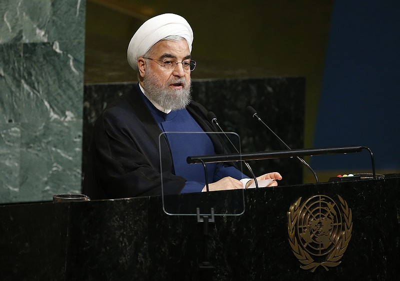 Iranian President Hassan Rouhani addresses the United Nations General Assembly at U.N. headquarters, Wednesday, Sept. 20, 2017. (AP Photo/Jason DeCrow)