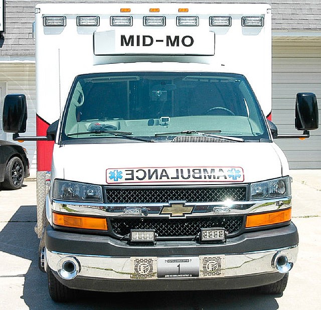 An ambulance from the Mid-Missouri Ambulance District.
