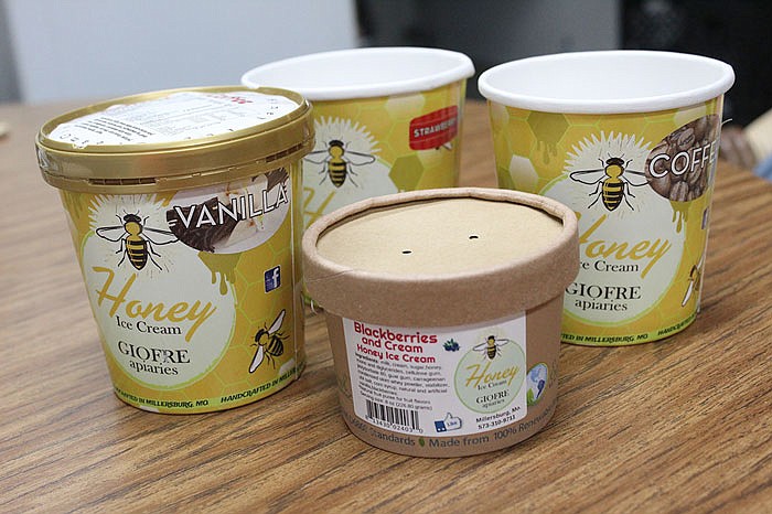 Samples of Giofre Apiaries honey ice cream