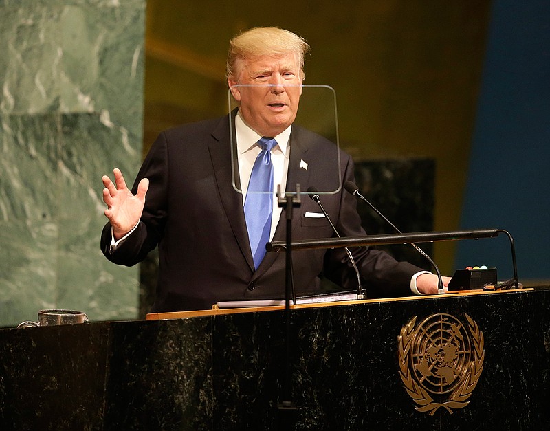 United States President Donald Trump speaks during the United Nations General Assembly at U.N. headquarters, Tuesday, Sept. 19, 2017.