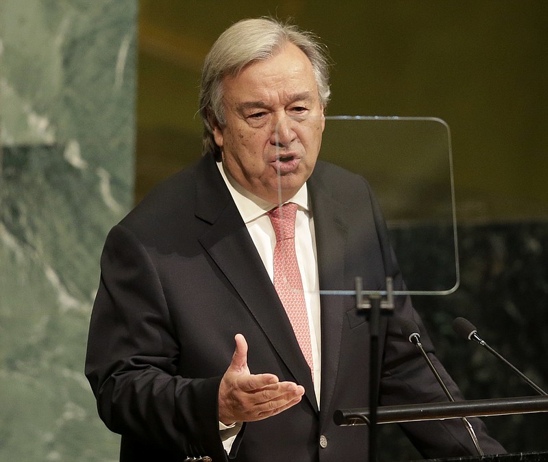 United Nations Secretary-General Antonio Guterres speaks during the United Nations General Assembly at U.N. headquarters, Tuesday, Sept. 19, 2017.