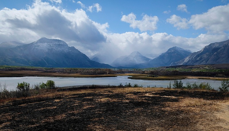 Smoke fills the valley in Waterton Lakes, Alta., Wednesday, Sept. 20, 2017. The townsite, which is inside Waterton National Park, was evacuated on Sept. 8 due to the Kenow wildfire.