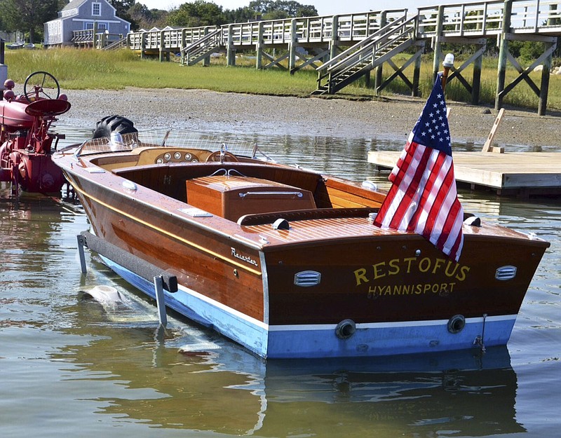 In this undated photo provided by Guernsey's, is John F. Kennedy's speedboat, Restofus. Guernsey's auction house says a wide array of the president's memorabilia will be offered on Oct. 6-7, 2017. (Guernsey's via AP)