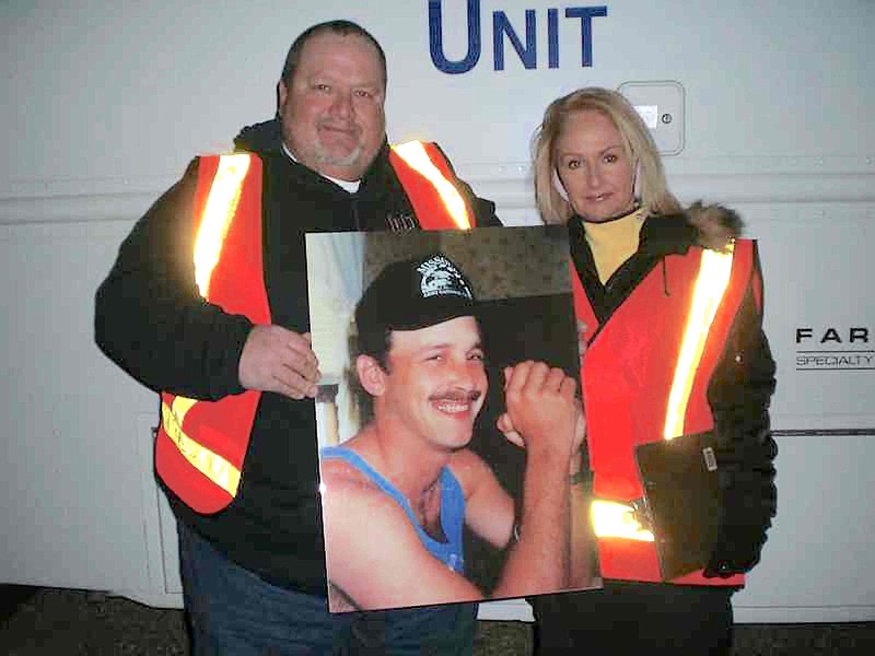 <p>Submitted photo</p><p>Robbie Pace-Courtright, president of the Central Missouri MADD chapter, volunteered with her brother, Robert Pace, at a sobriety checkpoint in memory of their brother, Duane David Pace, killed by a drunk driver in 2002.</p>