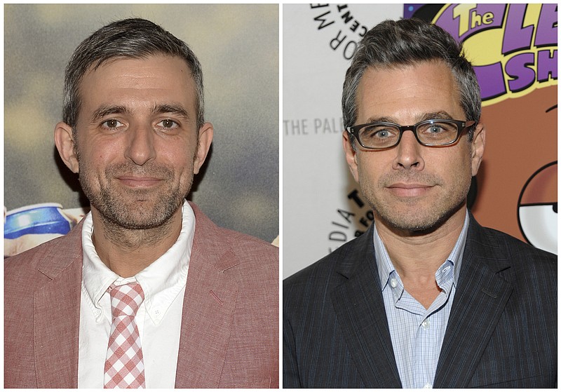 This combination photo shows Fox's "The Family Guy" showrunners, writer and producer Alec Sulkin, left, at the world premiere of "Ted 2" in New York on June 24, 2015, and producer Rich Appel at "The Cleveland Show" Live! panel discussion at The Paley Center for Media in Beverly Hills, Calif., on Sept. 23, 2010.  The animated series returns for season 16 on Sunday. (AP Photo/File)