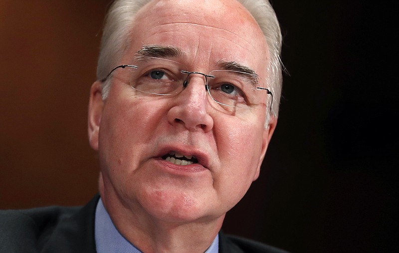 FILE - In this June 15, 2017, file photo, Health and Human Services Secretary Tom Price testifies on Capitol Hill in Washington. Price announced Friday, Sept. 29, 2017, he is resigning amid criticism of his travel on private planes. (AP Photo/Manuel Balce Ceneta, File)