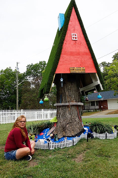 Marcy Cain and her uncle, Rick Pyatt, created this fairy house from a failing maple tree in the Cain's yard at the corner of Nichols and 10th streets. 