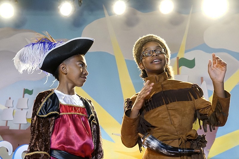 This image released by ABC shows Miles Brown, left, and Marsai Martin in a scene from the season four premiere episode of "black-ish," premiering Tuesday, Oct. 3. (Kelsey McNeal/ABC via AP)