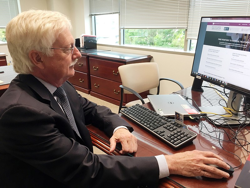 Dr. George Koob, director of the National Institute on Alcohol Abuse and Alcoholism at the National Institutes of Health, is shown Tuesday, Sept. 19, 2017, in his office in Rockville, Md. Koob’s agency is releasing a novel online tool to help people get a better shot at high-quality care for alcohol problems _ directories of treatment providers paired with the questions to ask before signing up.  (AP Photo/Lauran Neergaard)