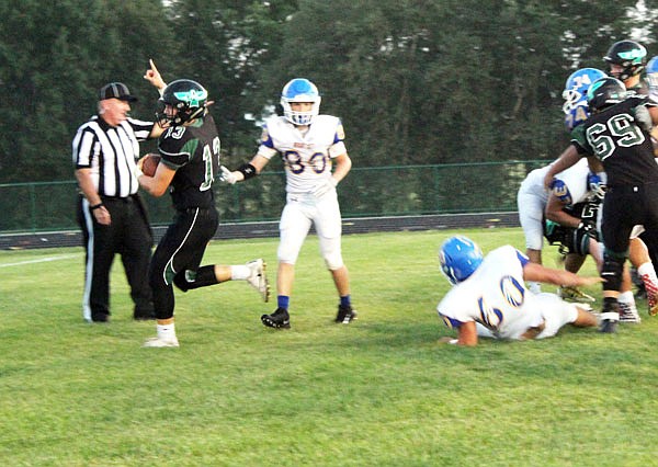 North Callaway junior running back Jordan Delashmutt celebrates after scoring on a 1-yard touchdown run during last month's win against Wright City in Kingdom City.