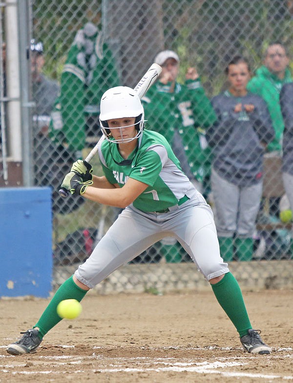 Brooke Boessen of Blair Oaks watches a pitch during Wednesday's Class 2 sectional game against Fatima in Westphalia.